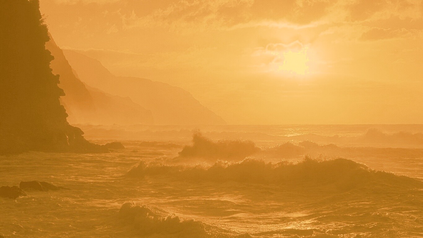 Волны на закате обои