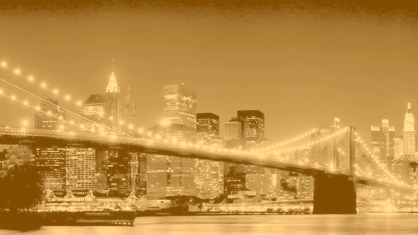 Вид на ночной Нью-Йорк обои