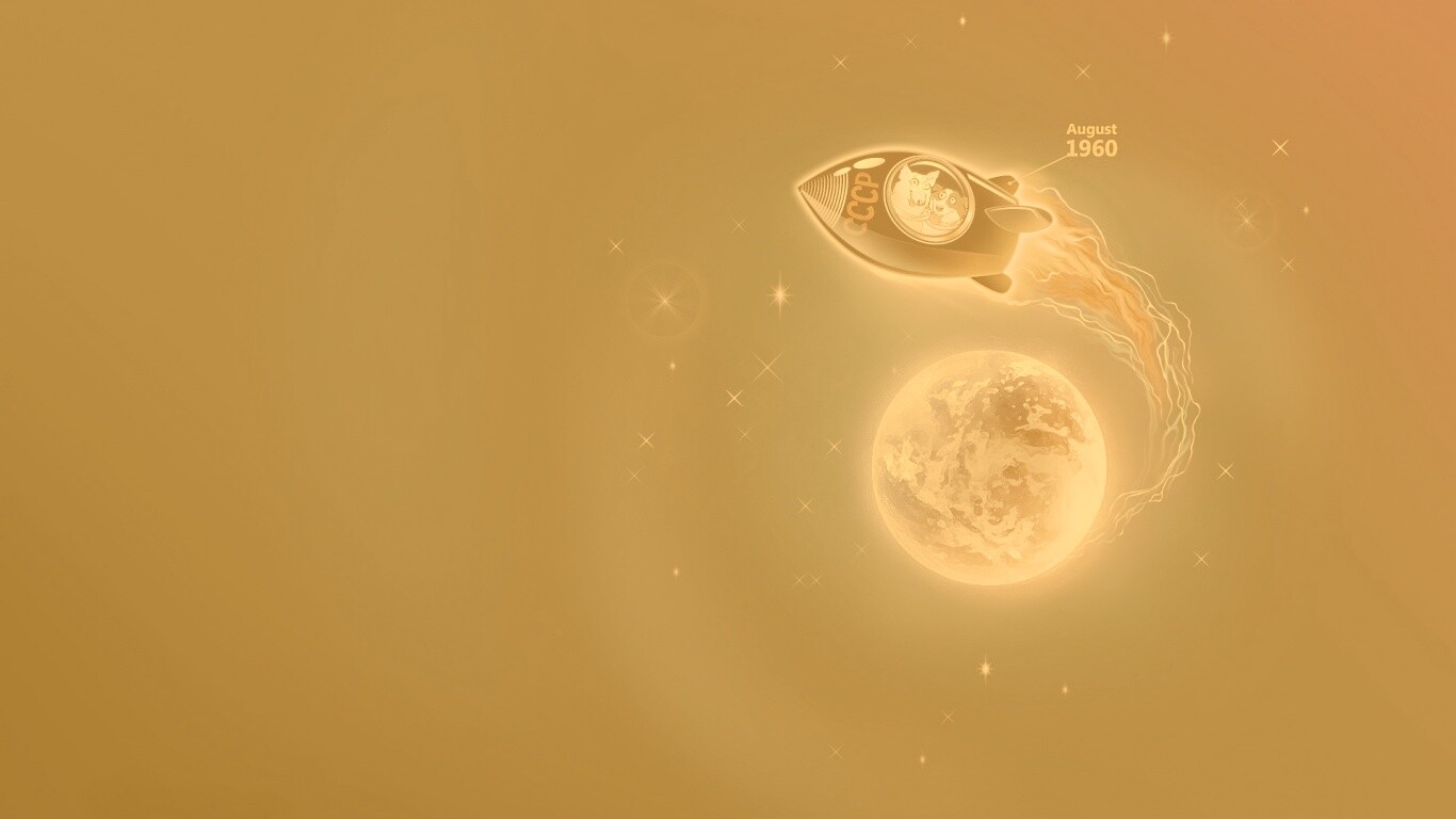 Белка и Стрелка летят в космос обои