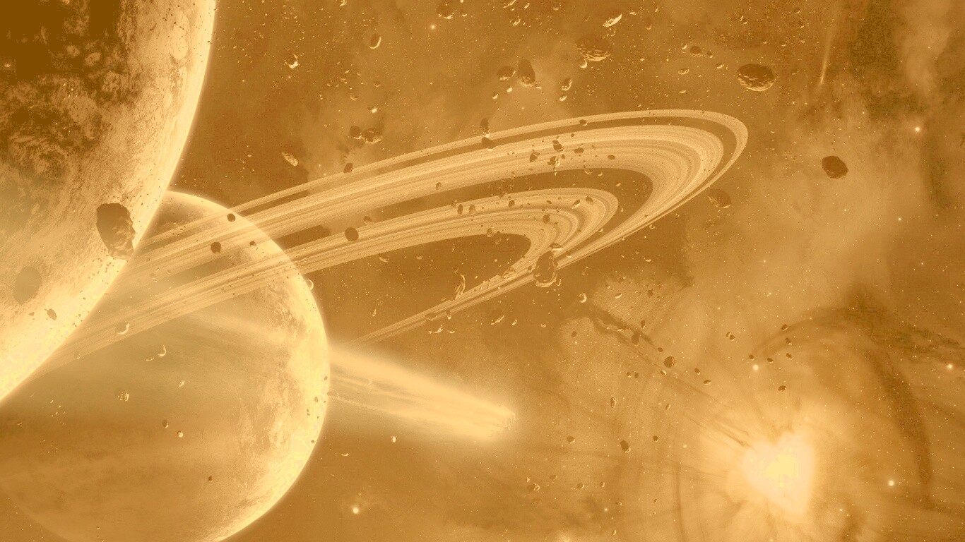 Голубой метеорит и туманность в виде сердца обои