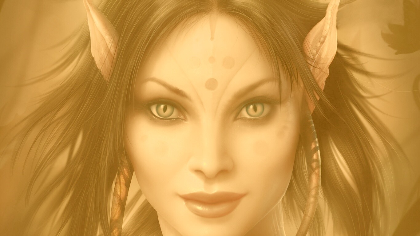 Эльфийка с кошачьими глазами обои