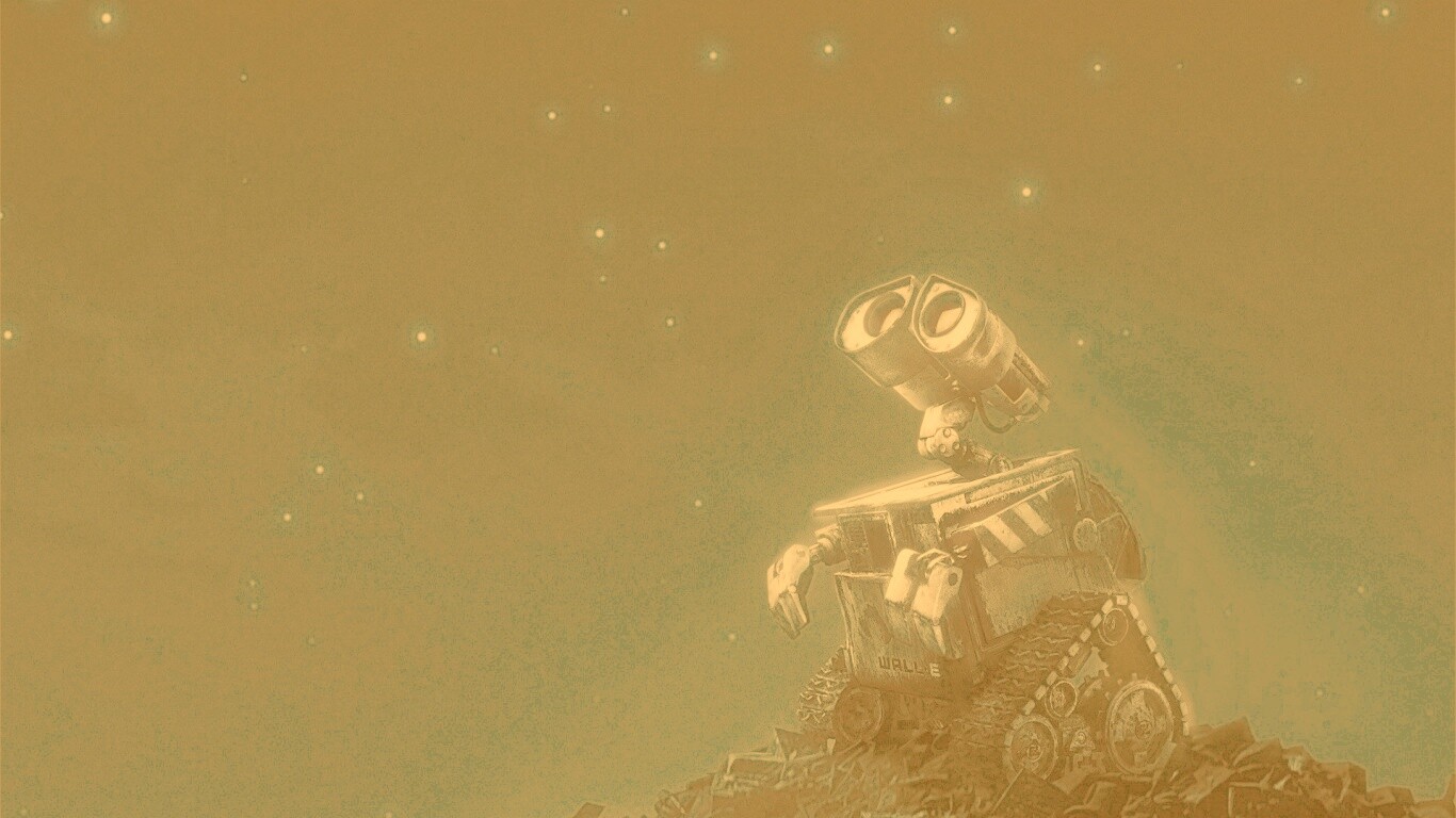 Валли смотрит на звезды обои