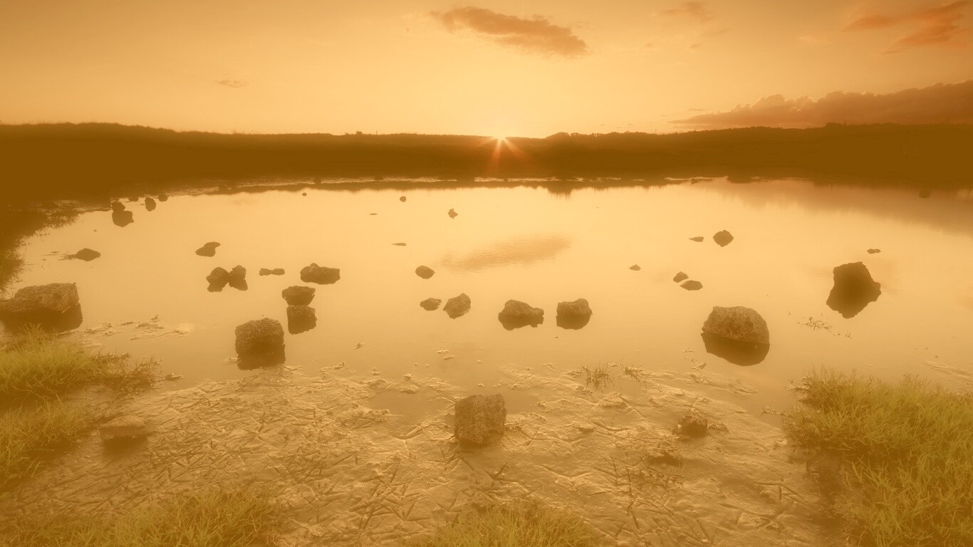 Обмелевшее озеро в Новой Зеландии обои