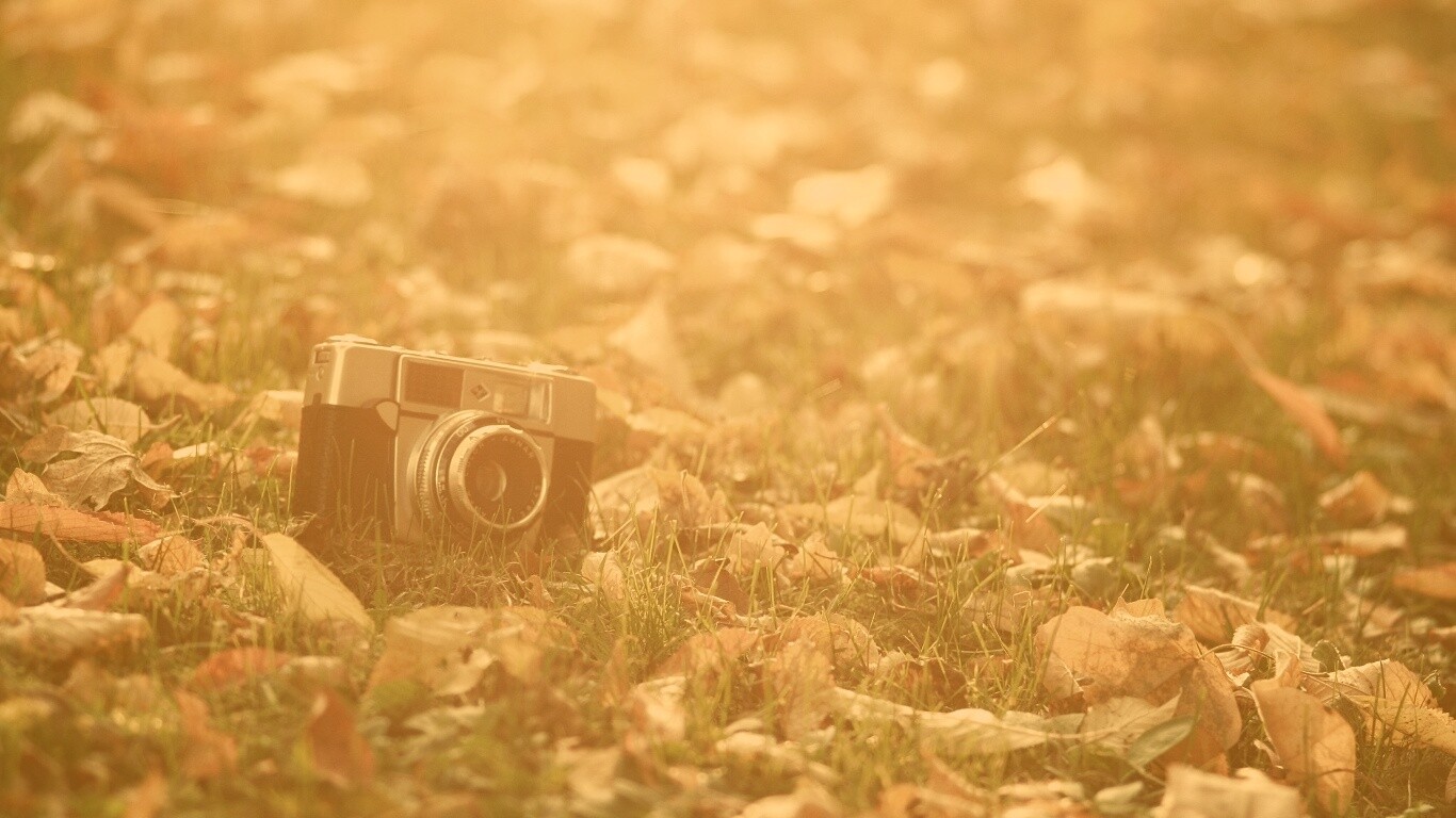 Старый фотоаппарат в траве обои