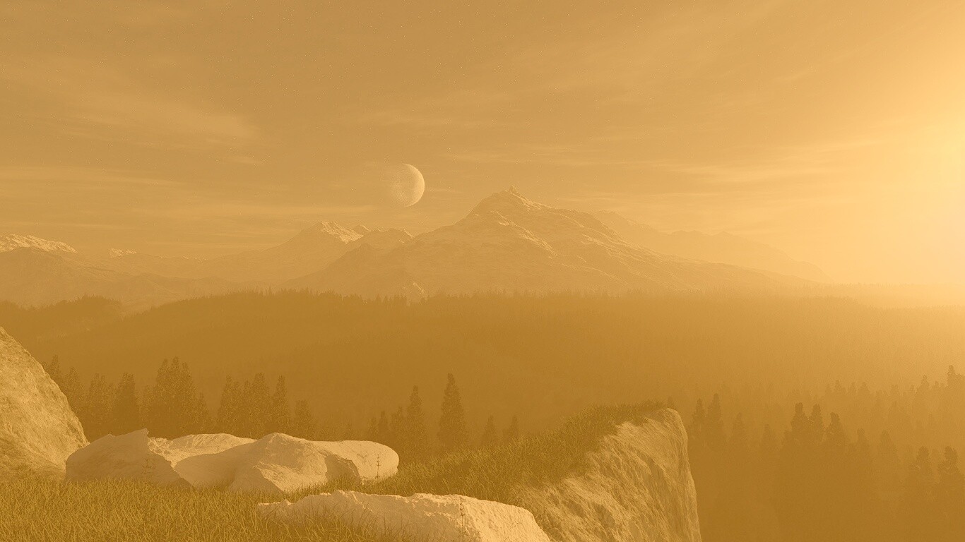 Луна над горами обои