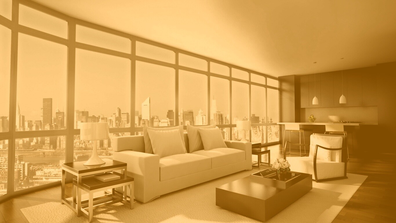 Квартира с видом на мегаполис обои