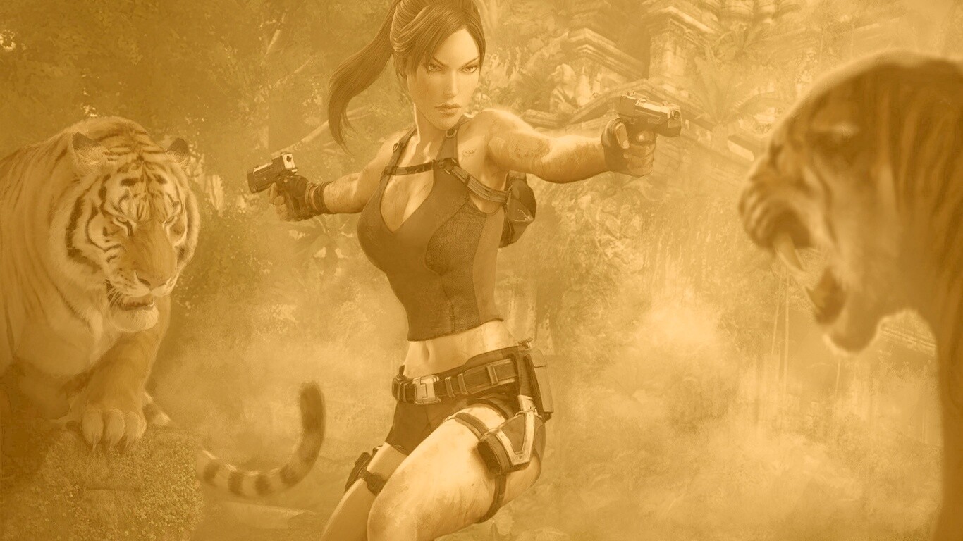 Лара Крофт протв тигров обои