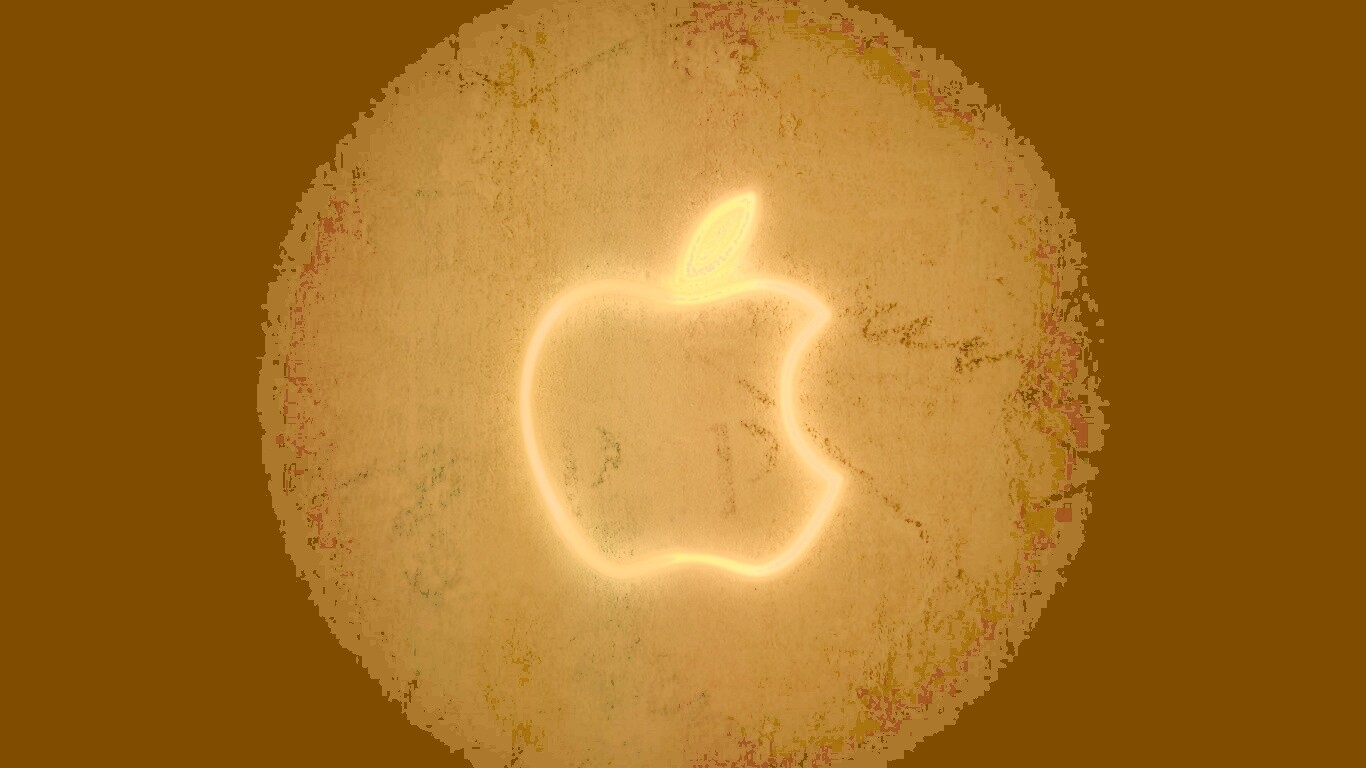 Неоновое лого Эпл обои