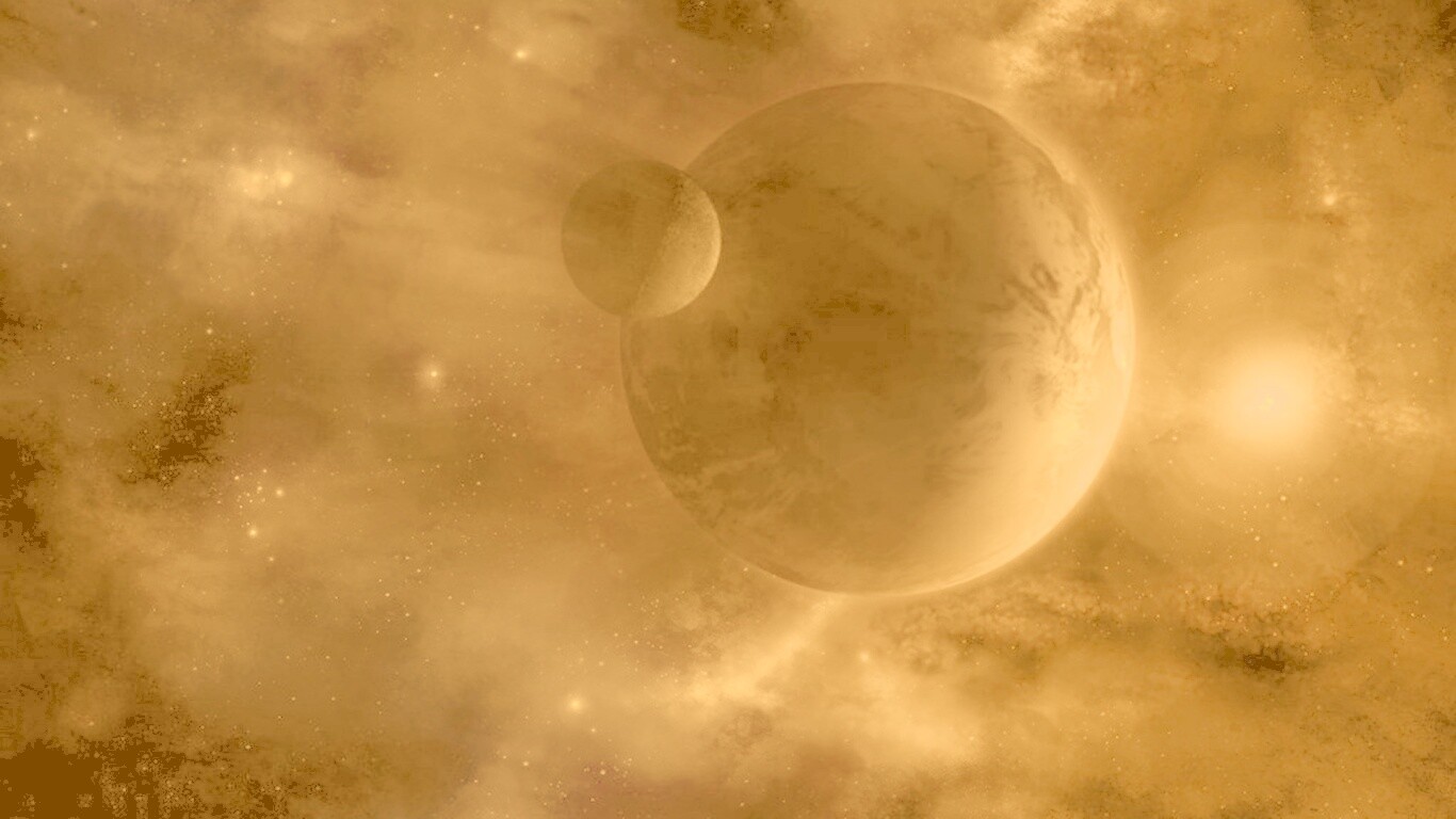 Планета с одним спутником обои