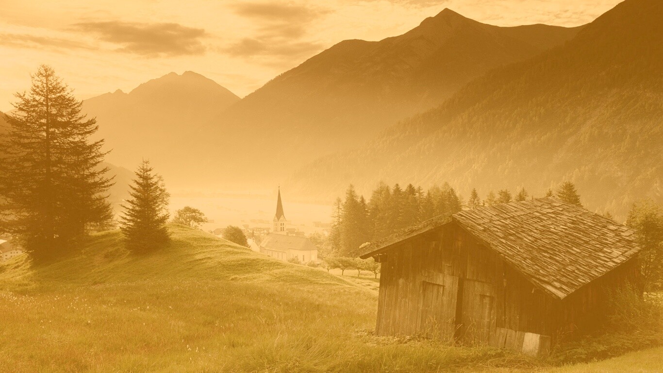 Церковь в австрийской деревне обои
