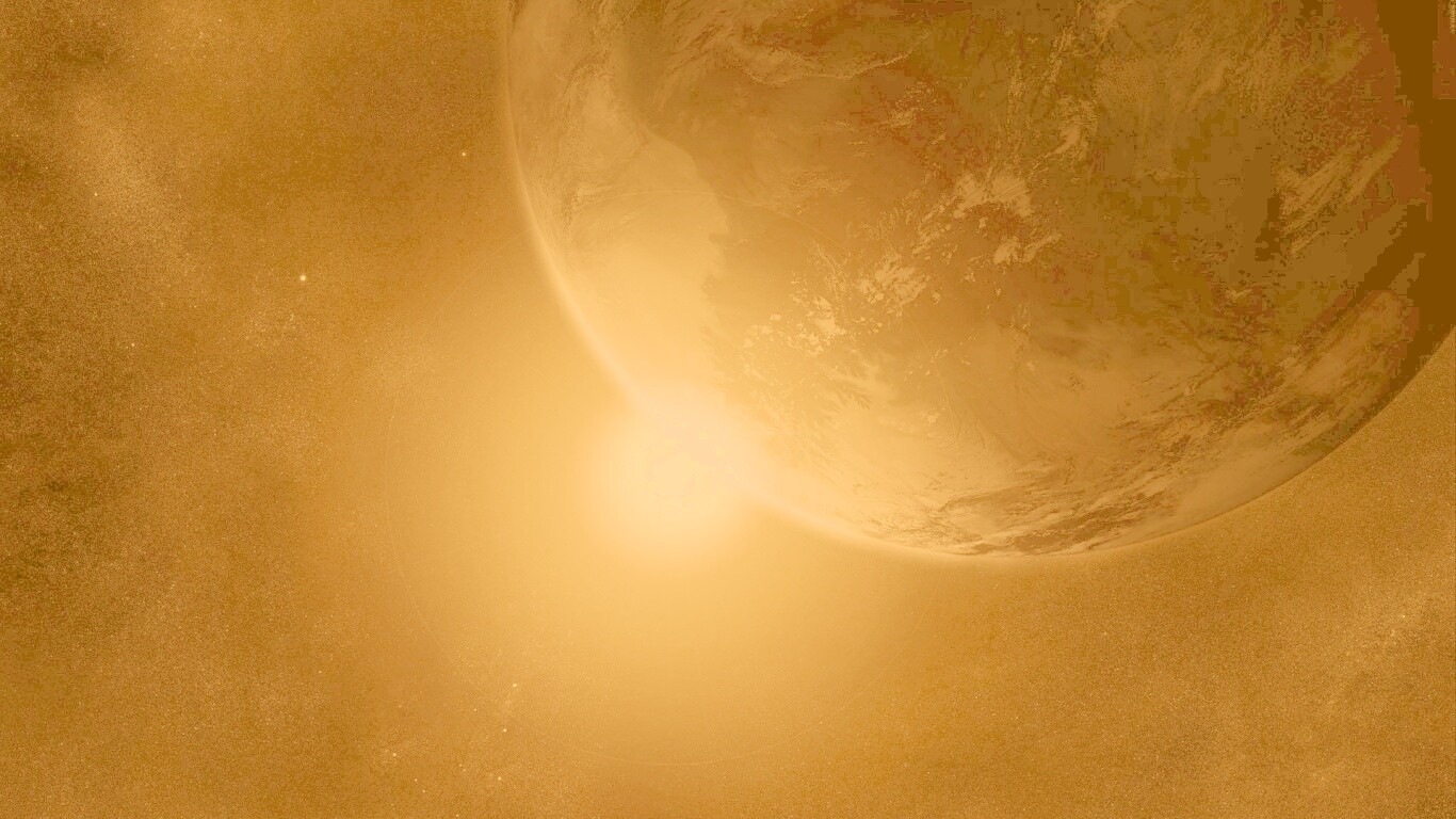 Солнце выглядывает из-за планеты обои