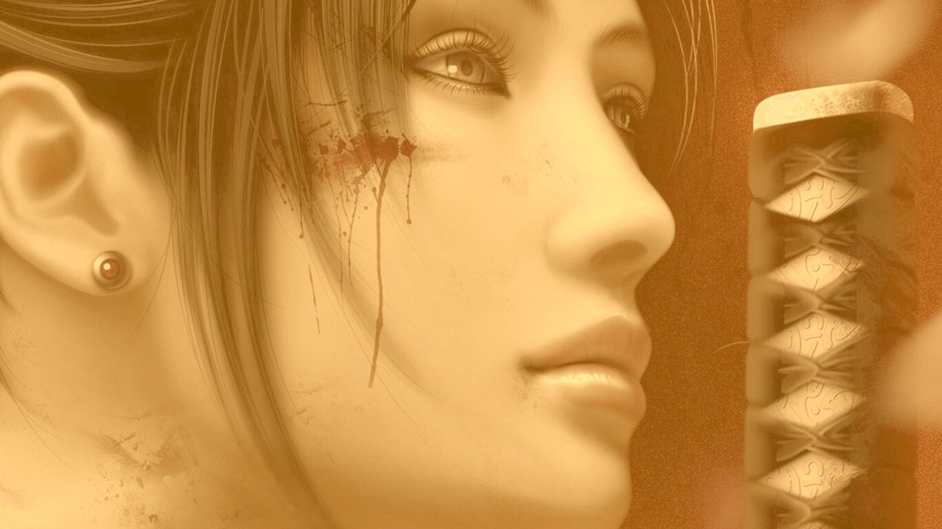 Японка с катаной обои