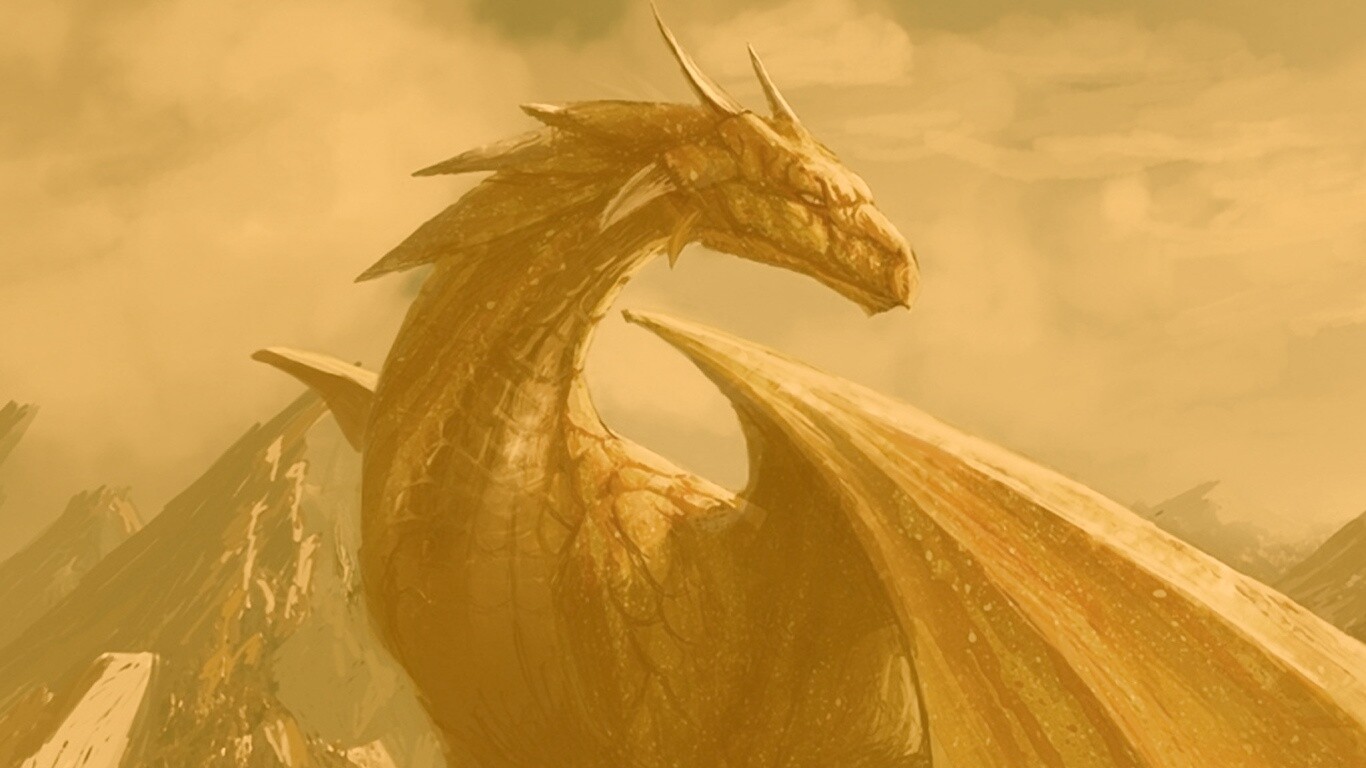 Дракон на вершине скалы обои