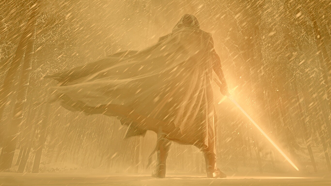 Кайло Рен в зимнем лесу обои