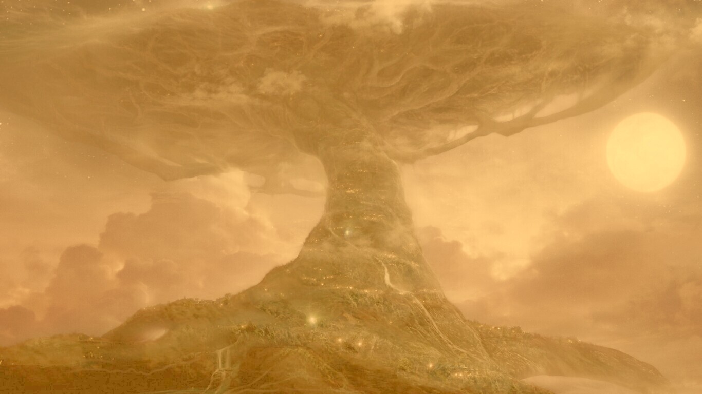 Дерево-город обои