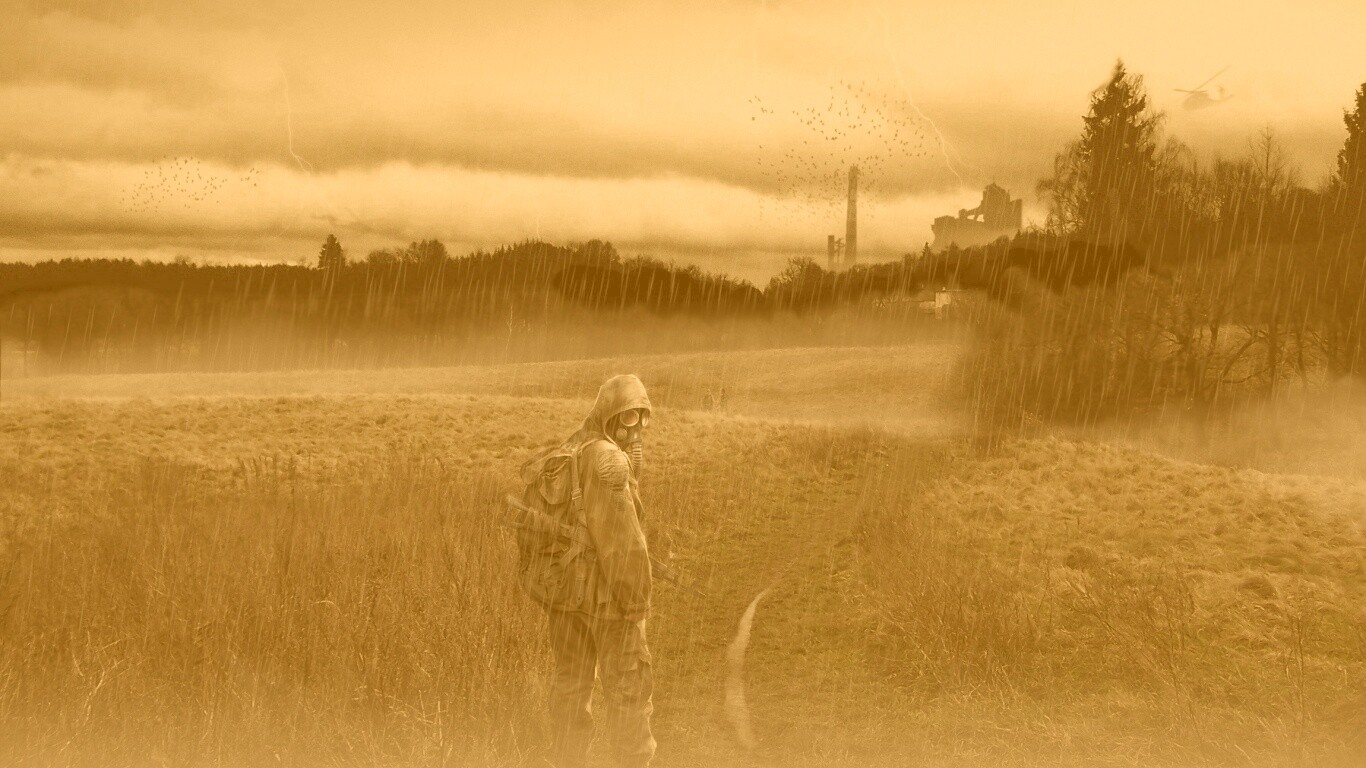 Сталкер под дождем обои