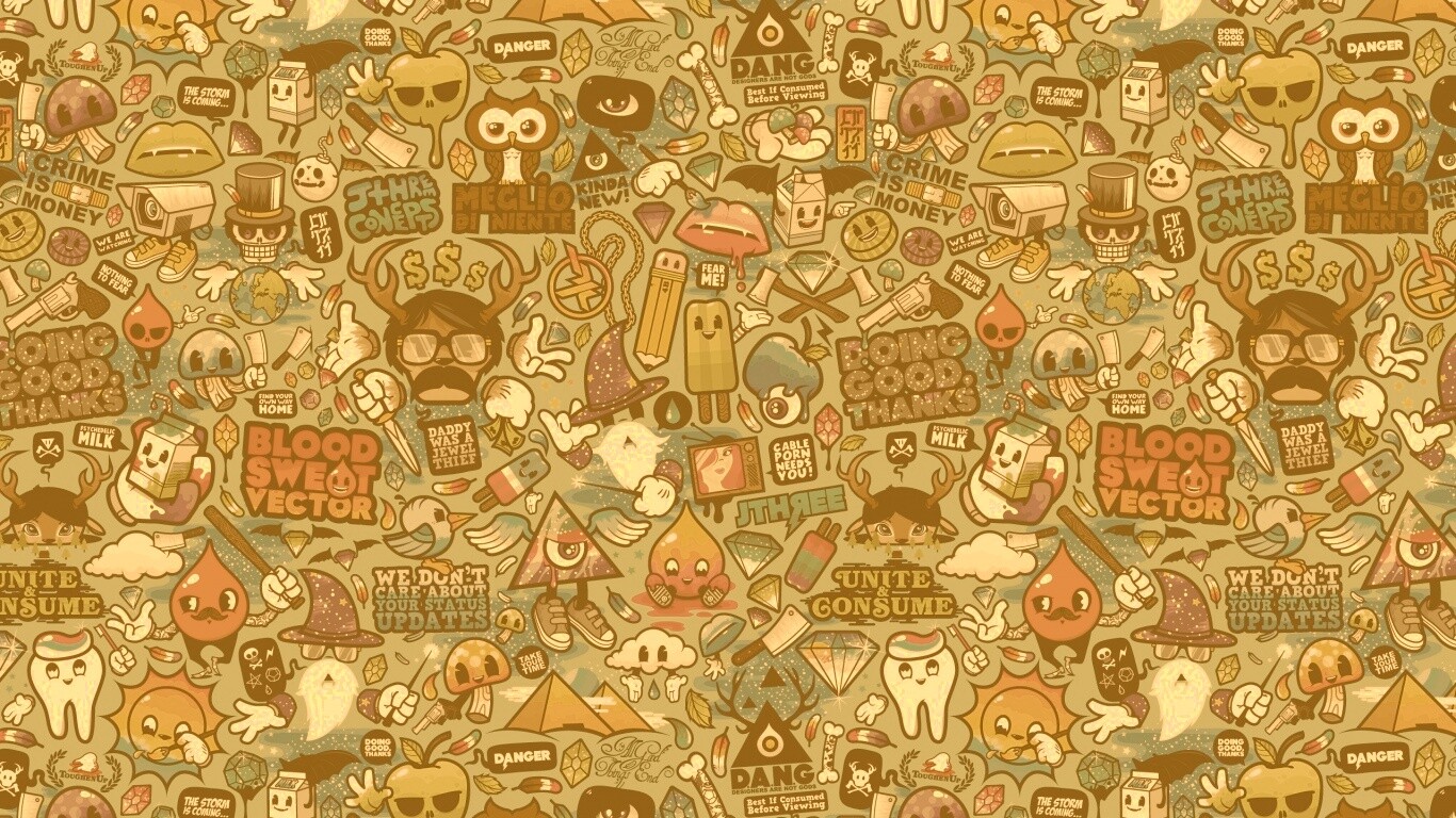 Коллаж из мультяшных картинок обои