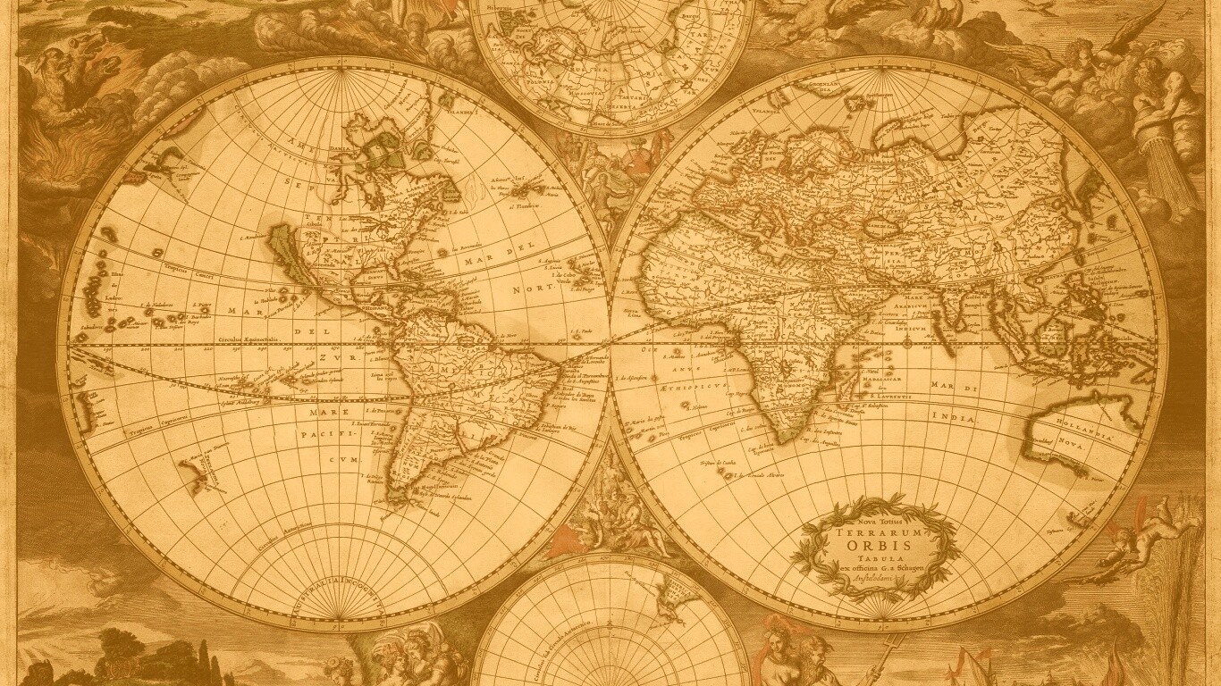 Старинная карта мира обои