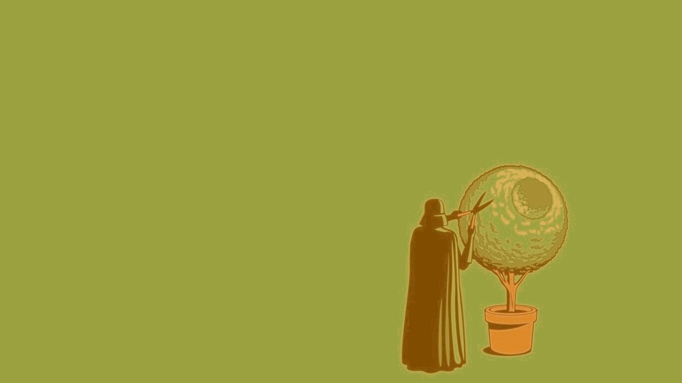 Дарт Вейдер постригает куст обои