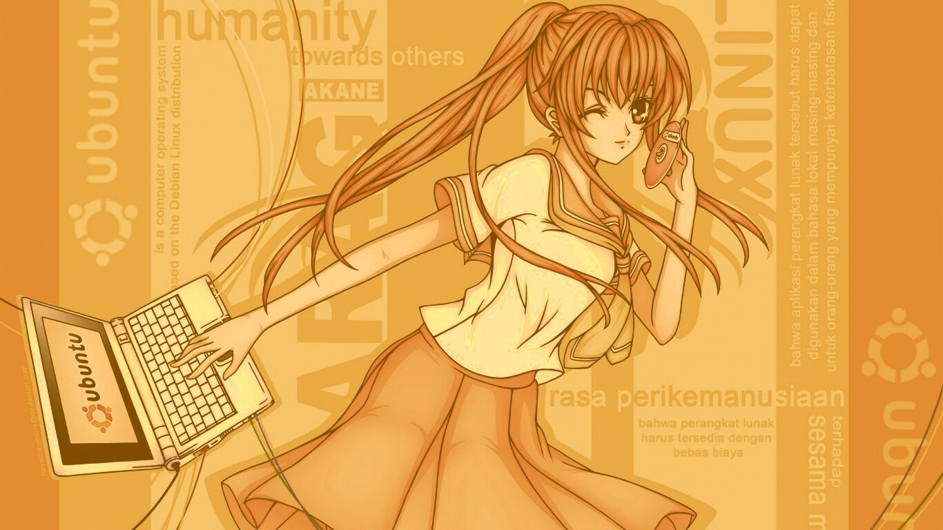 Ubuntu  в аниме обои