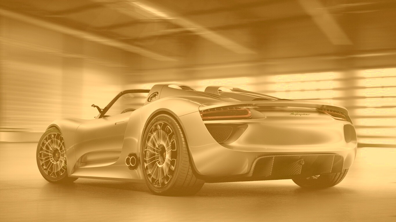 Porsche 918 Spider вид сзади обои