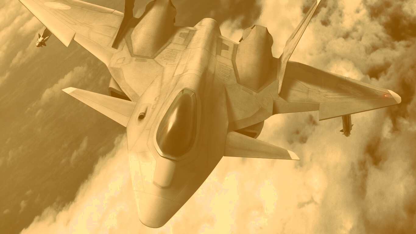 Нарисованный истребитель в полете обои