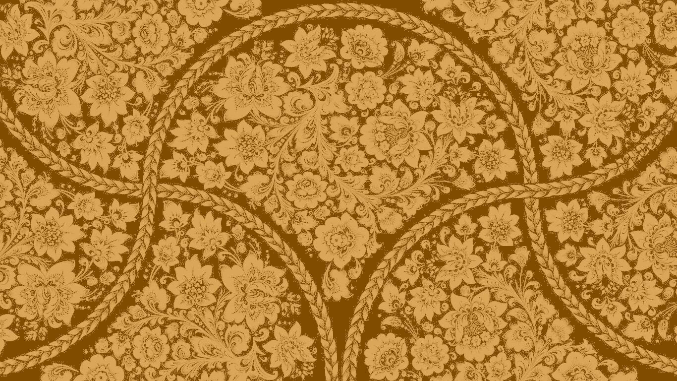 Черный цветастый узор под хохлому обои