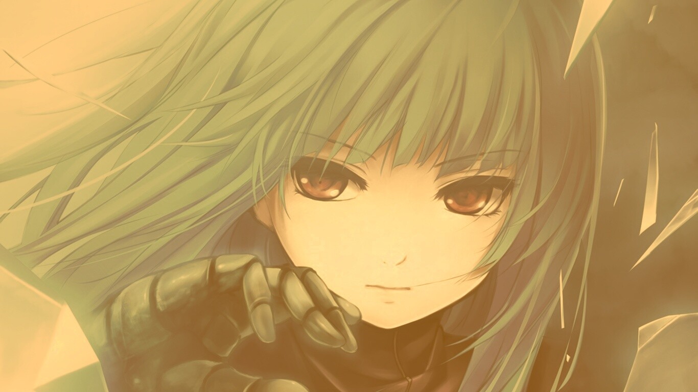 Аниме девушка с голубыми волосами обои