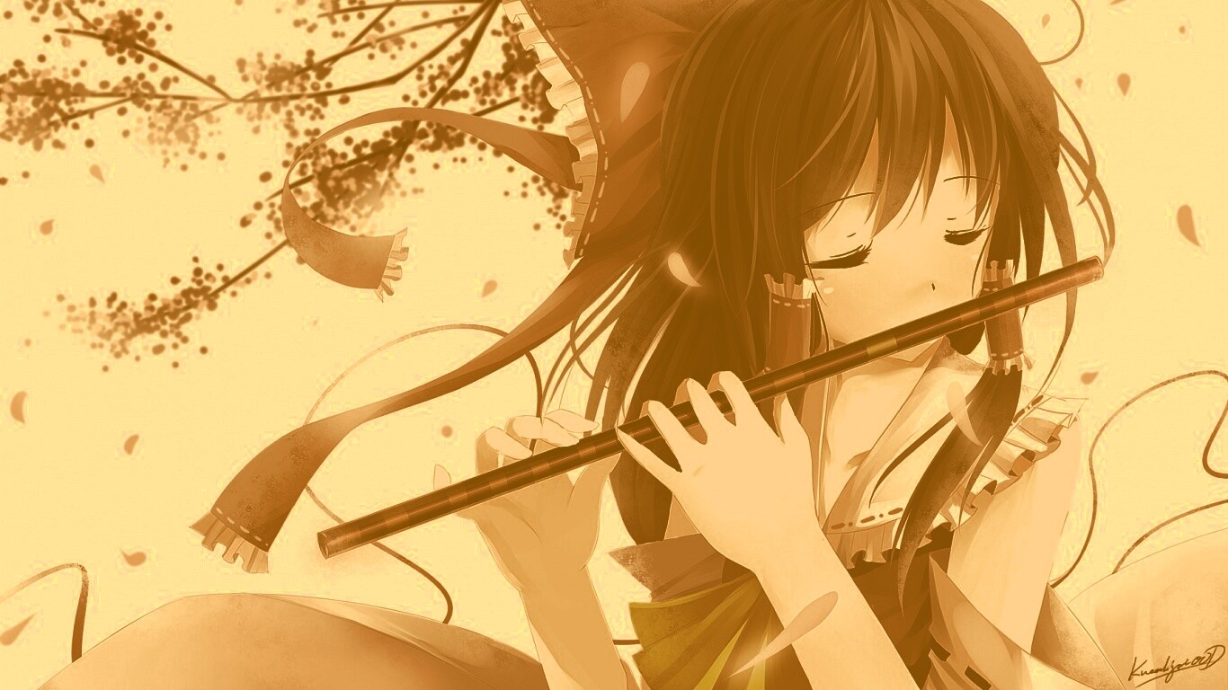 Девочка играет на флейте обои