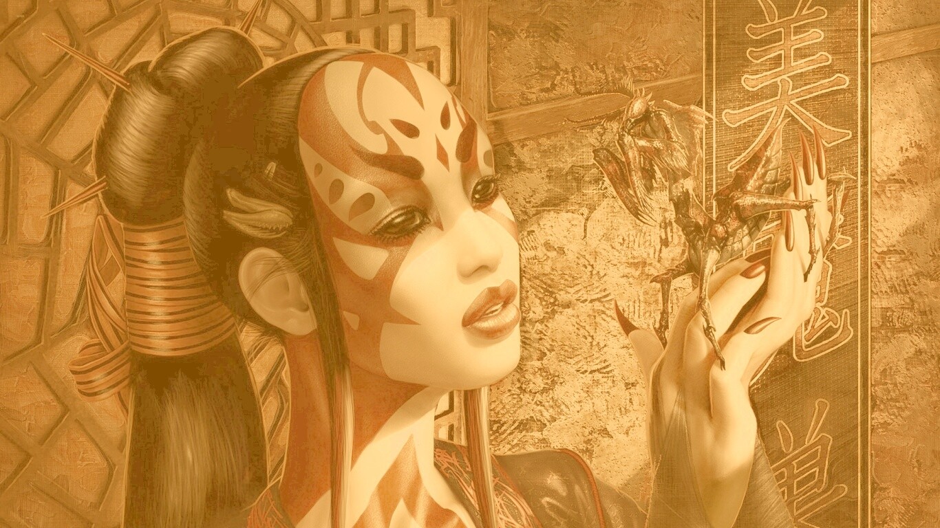 Девушка и богомол обои