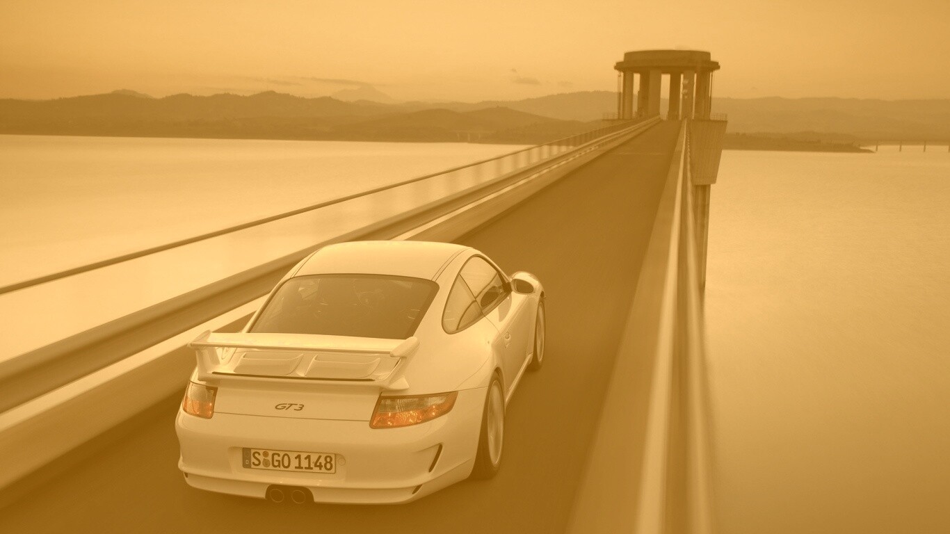 Порше на дамбе обои