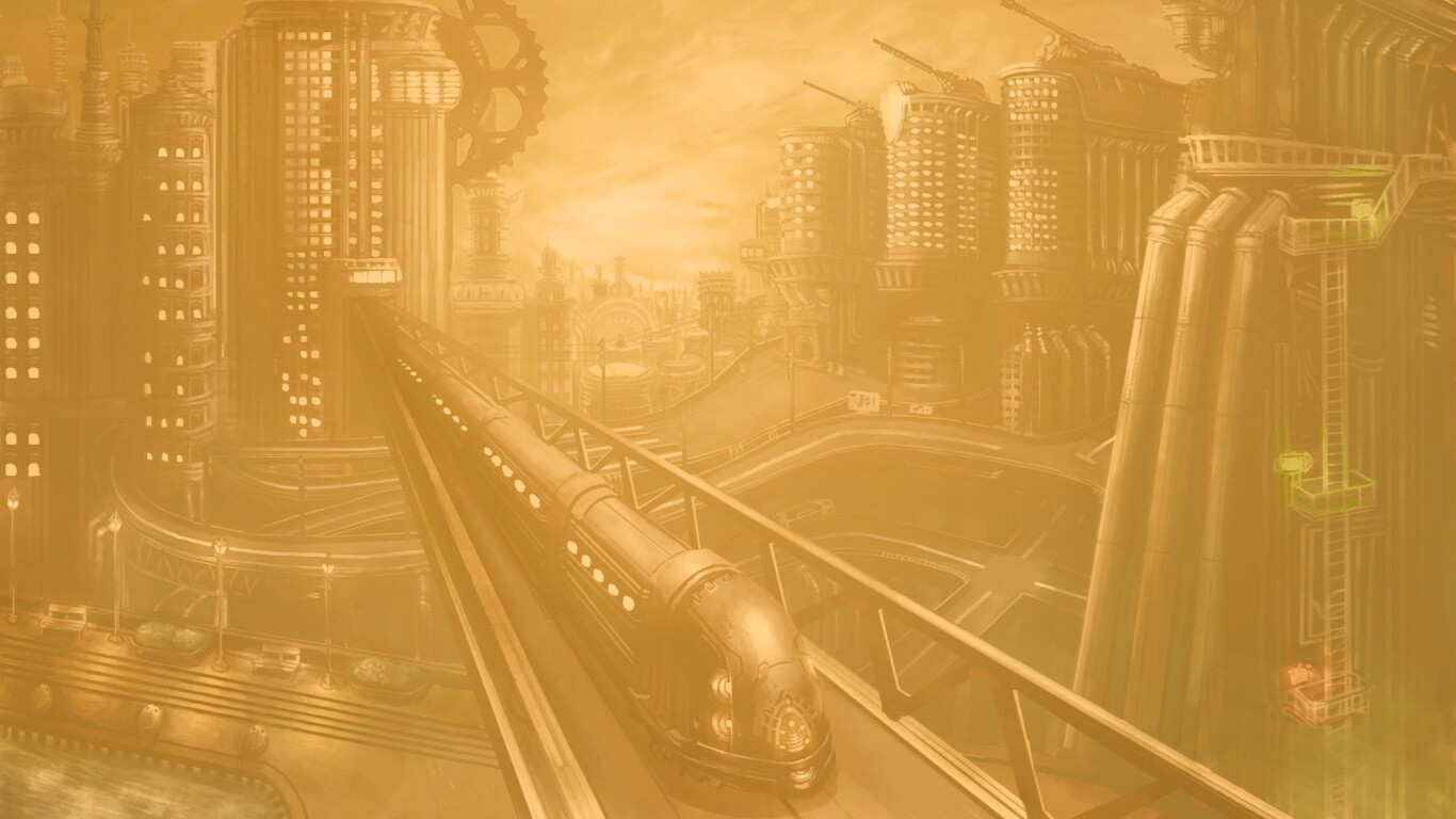 Город из мира стимпанк обои