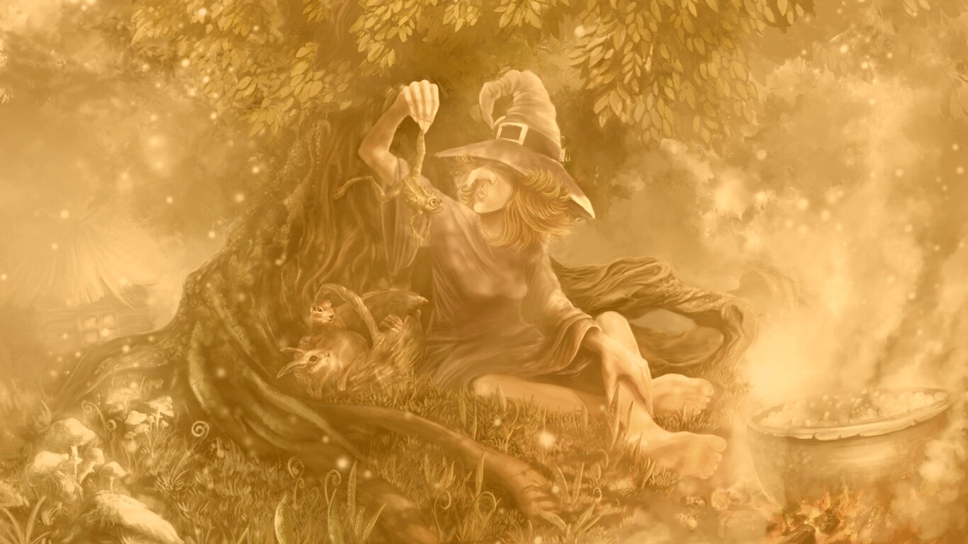 Ведьма варит зелье обои