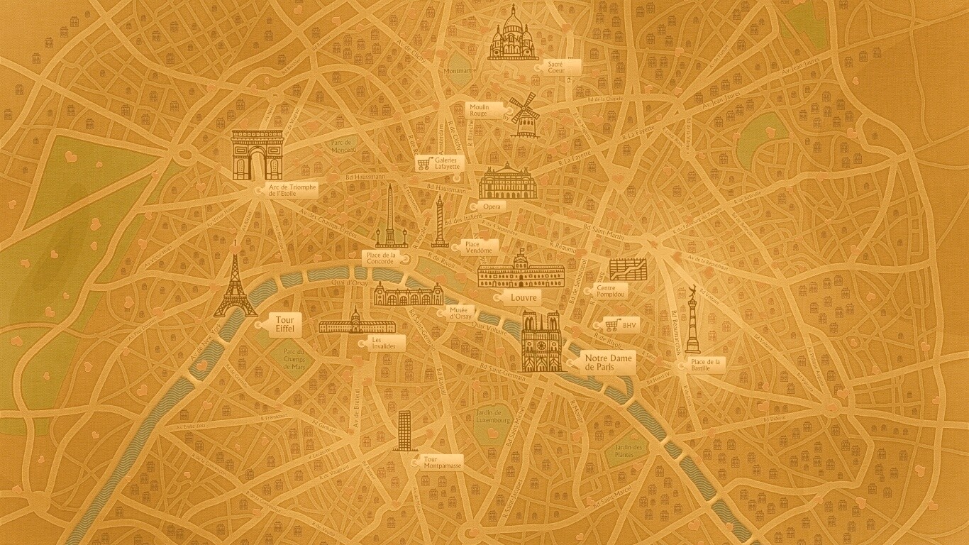 Карта Парижа обои