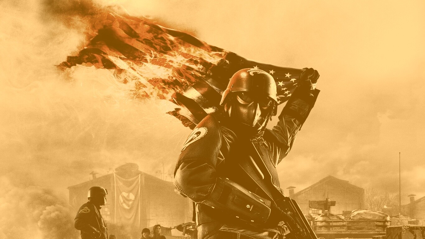 Солдат сжигает американский флаг обои