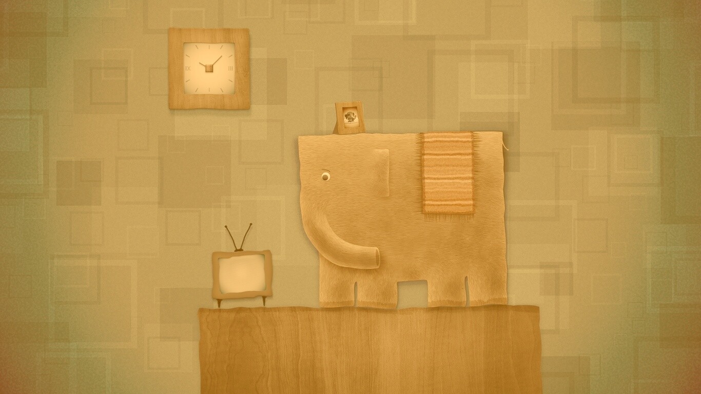 Слон, часы и телевизор обои