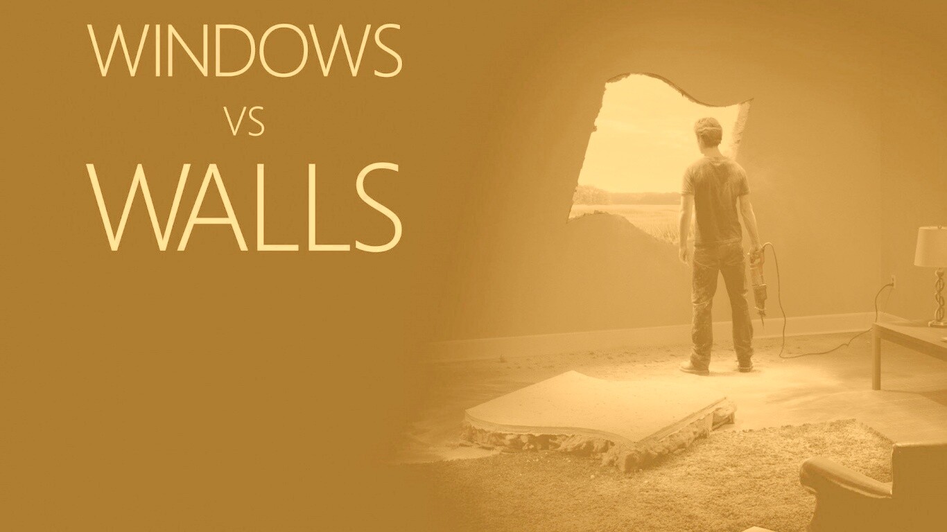 Windows против стен обои