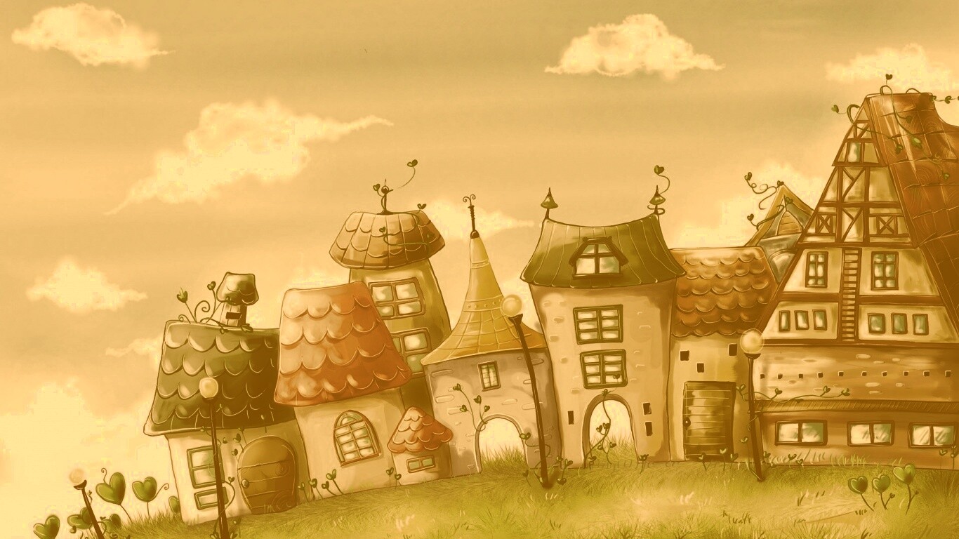 Мультяшный городок обои