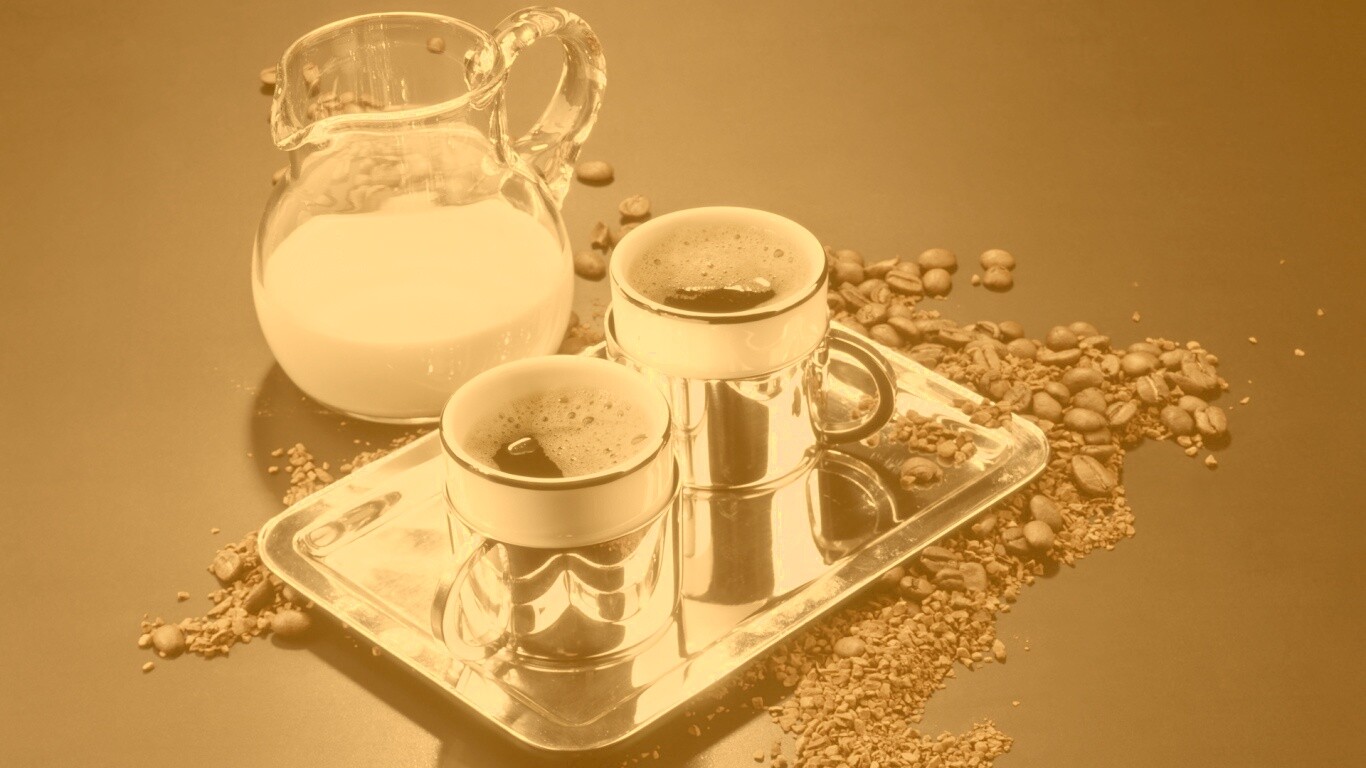 Поднос с кофе обои