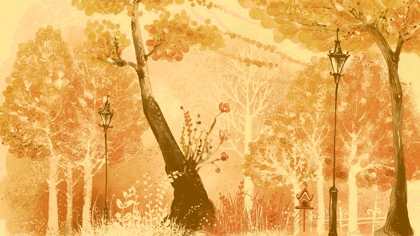 Фонари в парке обои