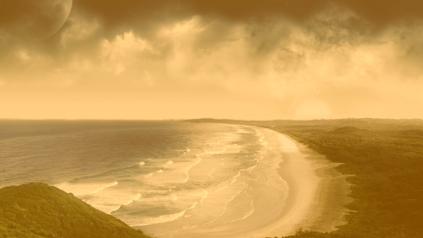 Берег до горизонта обои