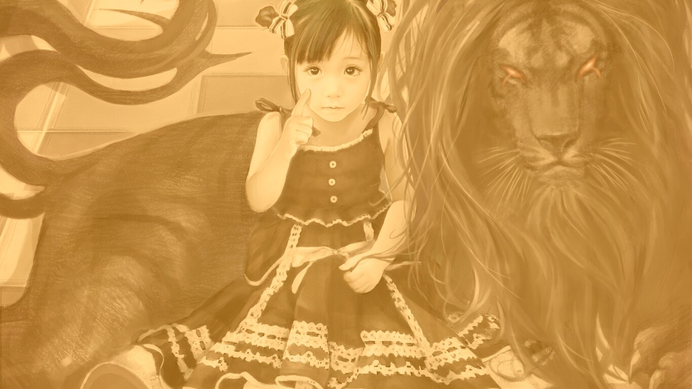 Тёмный лев обои