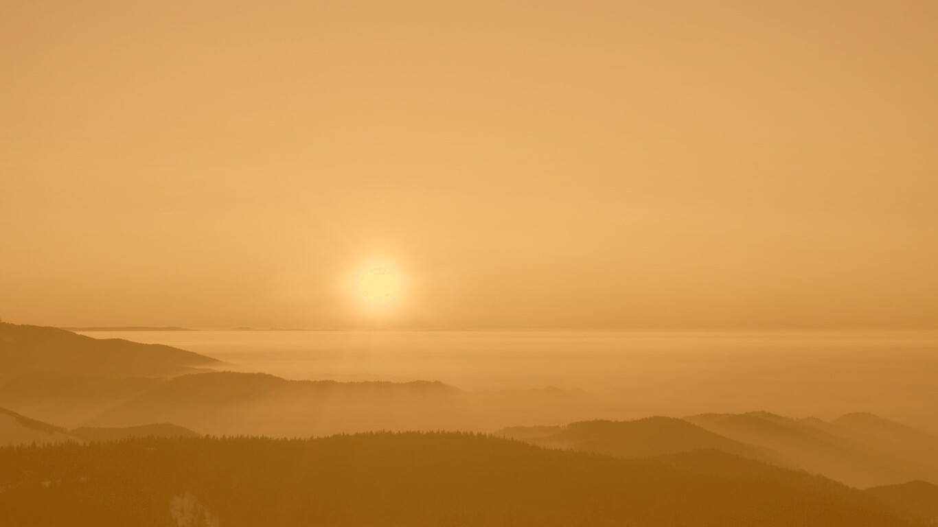 Восход солнца над лесом обои