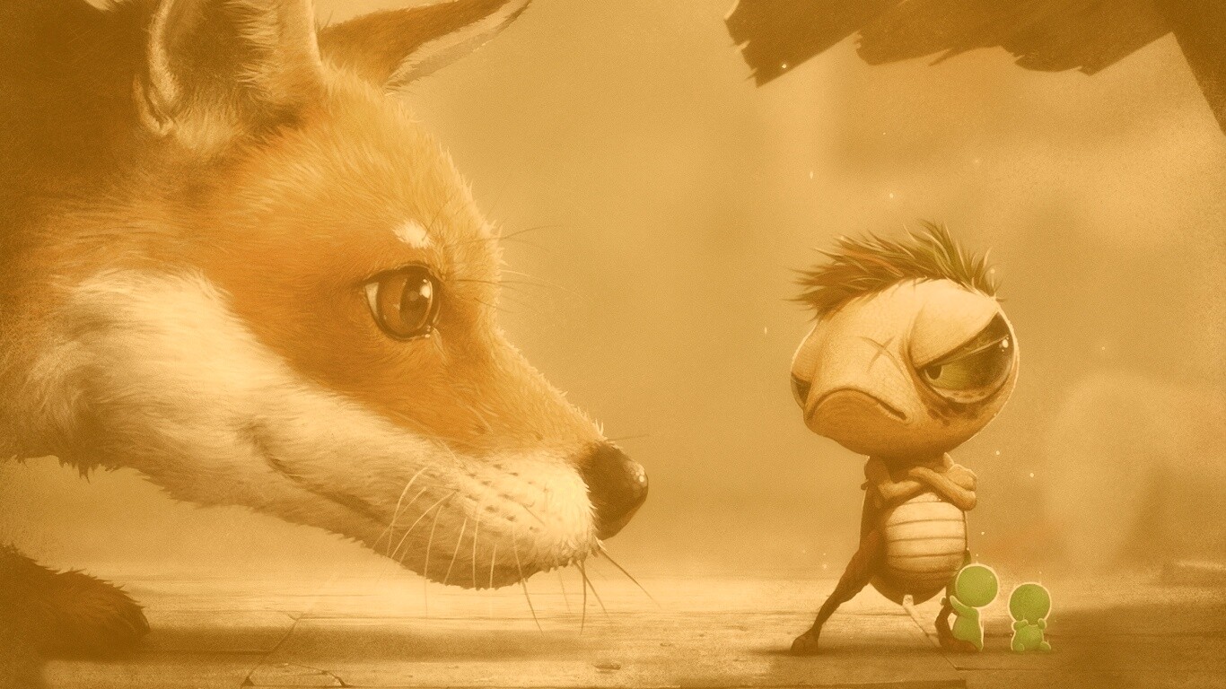 Лиса и жук обои