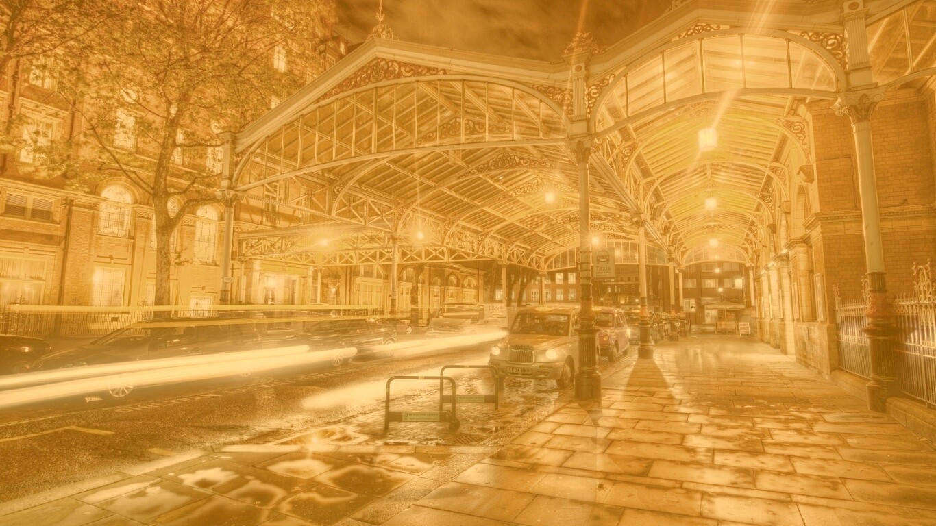 Город под фонарями обои