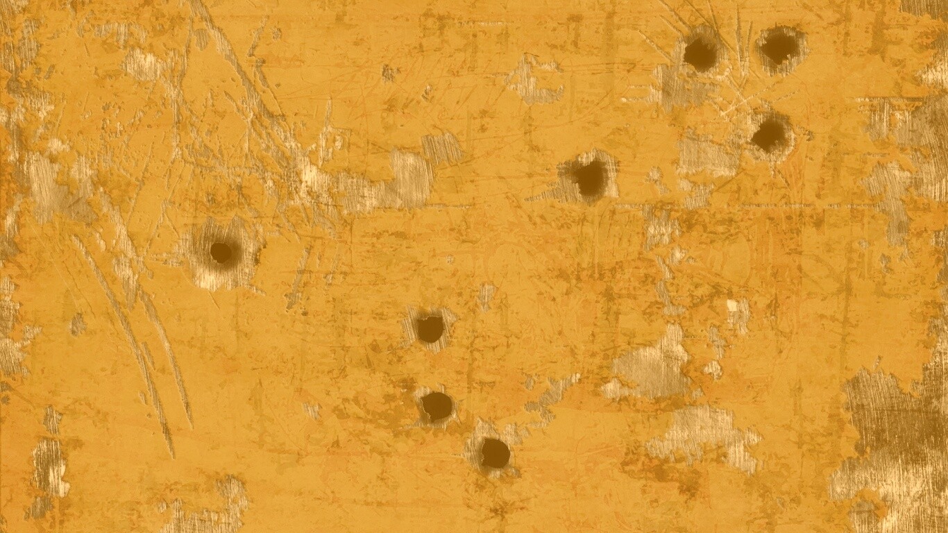 Пулевые отверстия в желтом листе обои