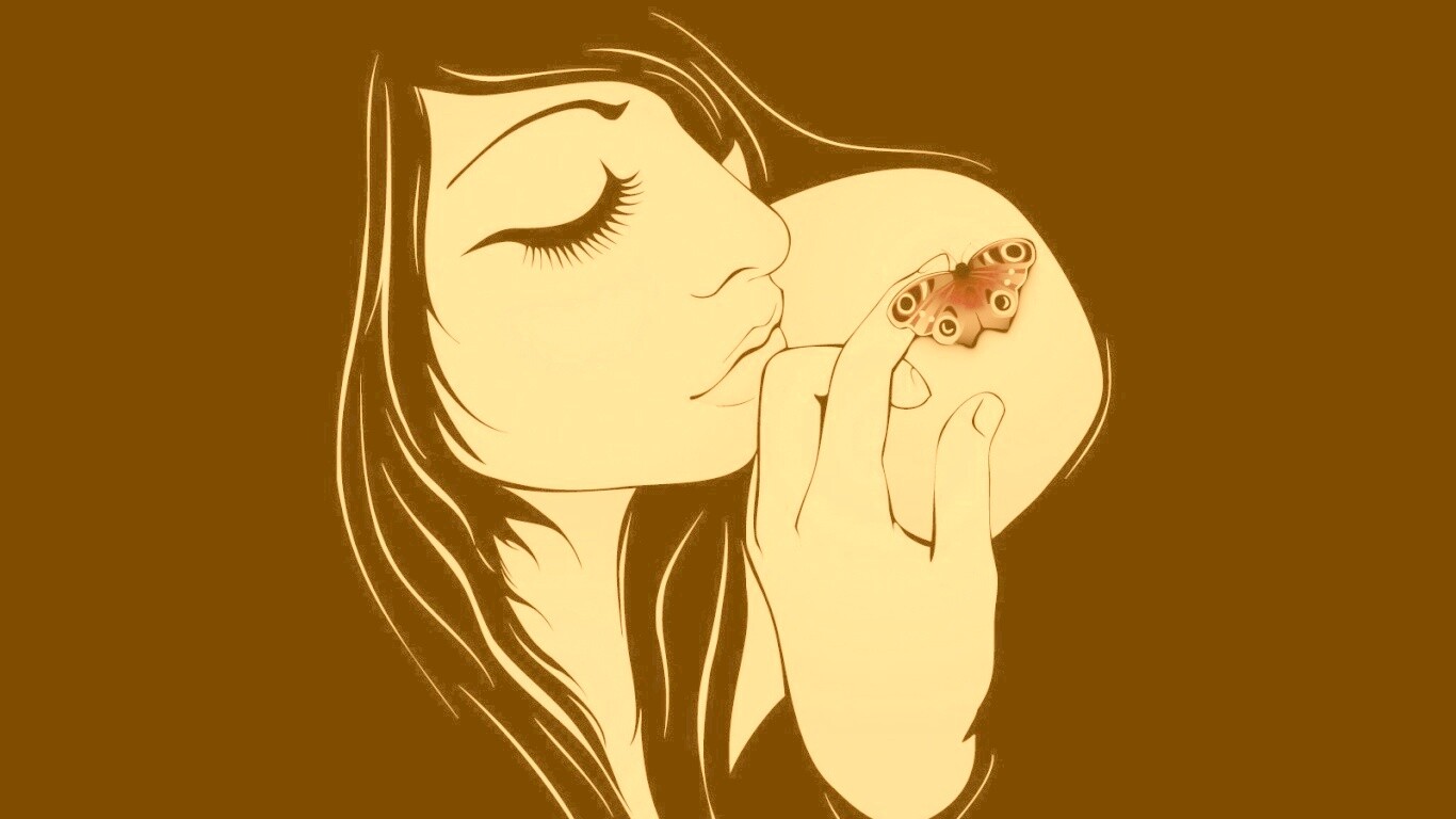 Бабочка на плече обои