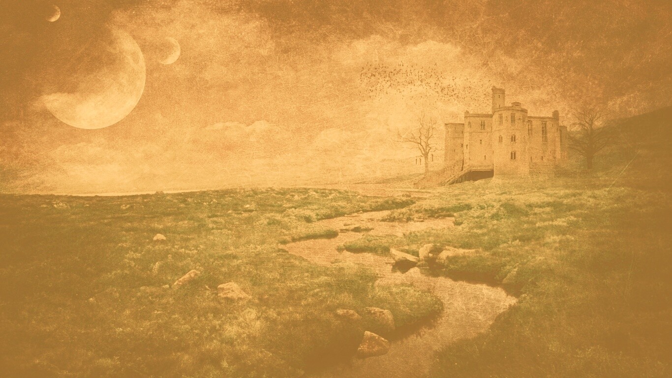 Старинный пейзаж с замком обои