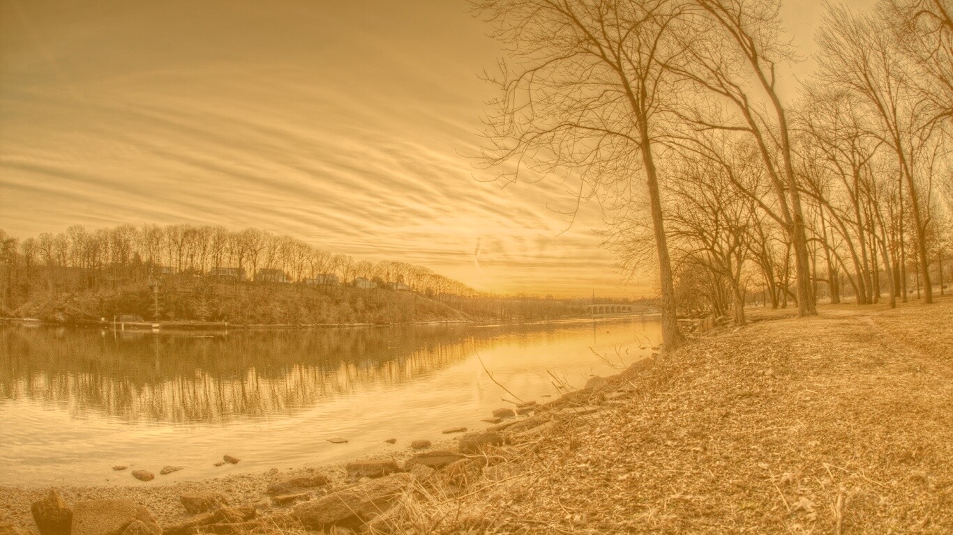 Осенний закат обои