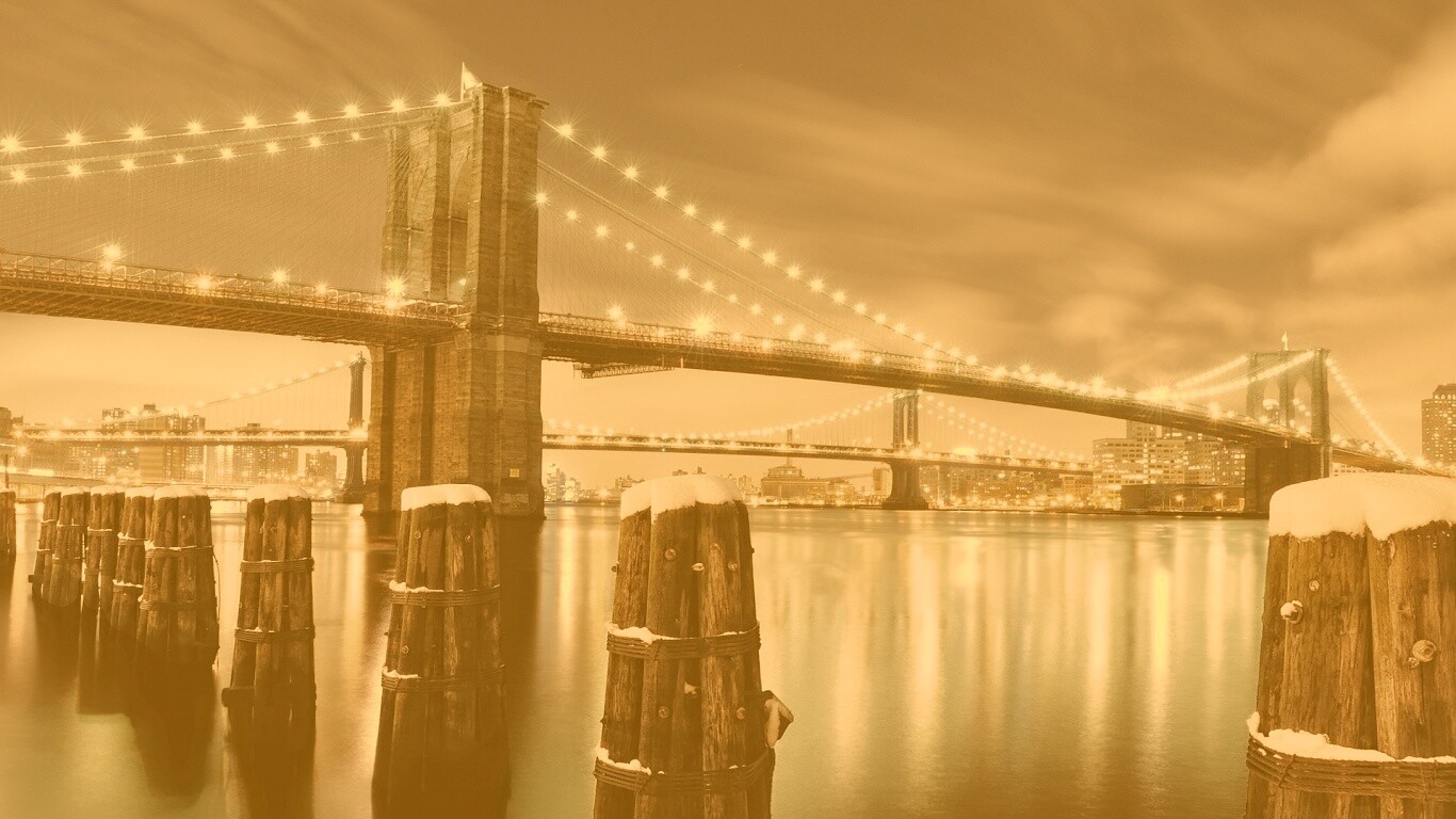 Бруклинский мост зимой HDR обои